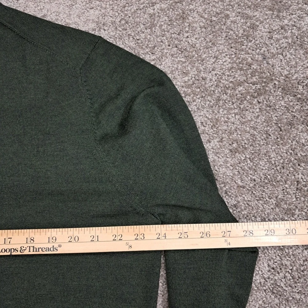 Brooks Brothers 346 Mens Merino‎ Wool V-Neck Sweater Green Stretch Large